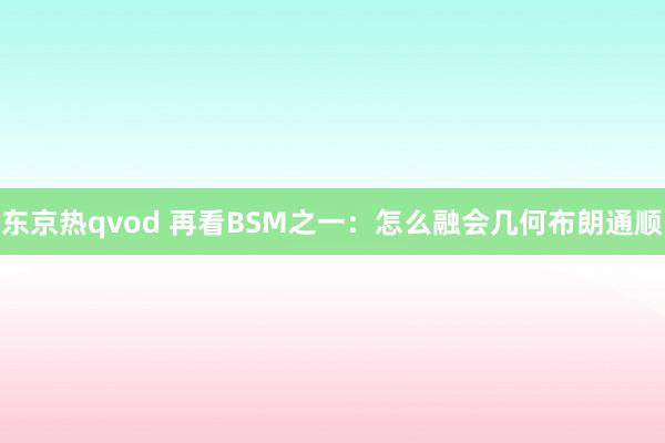 东京热qvod 再看BSM之一：怎么融会几何布朗通顺
