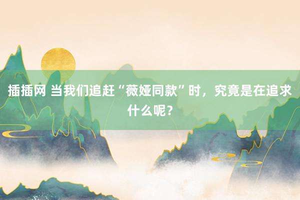 插插网 当我们追赶“薇娅同款”时，究竟是在追求什么呢？