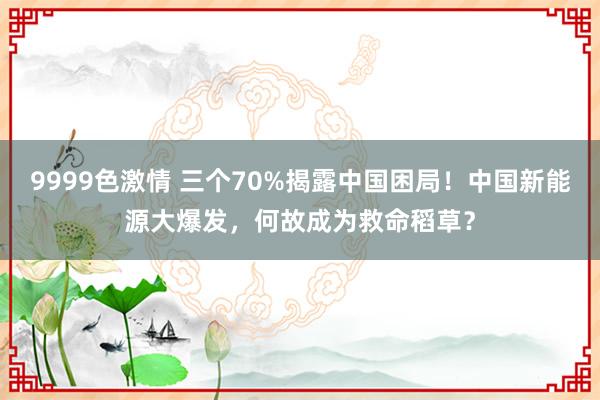 9999色激情 三个70%揭露中国困局！中国新能源大爆发，何故成为救命稻草？