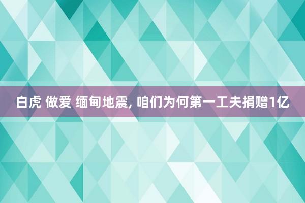 白虎 做爱 缅甸地震， 咱们为何第一工夫捐赠1亿