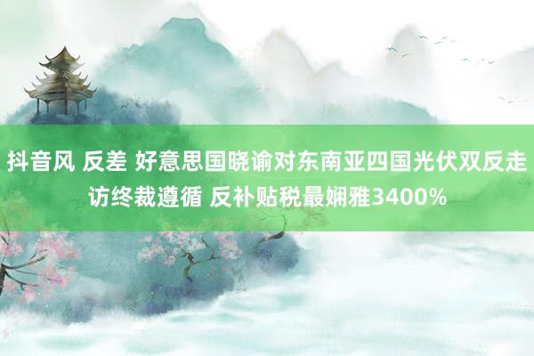 抖音风 反差 好意思国晓谕对东南亚四国光伏双反走访终裁遵循 反补贴税最娴雅3400%