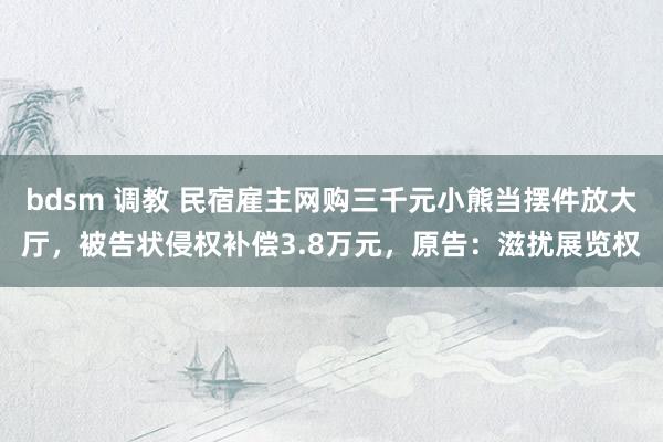 bdsm 调教 民宿雇主网购三千元小熊当摆件放大厅，被告状侵权补偿3.8万元，原告：滋扰展览权